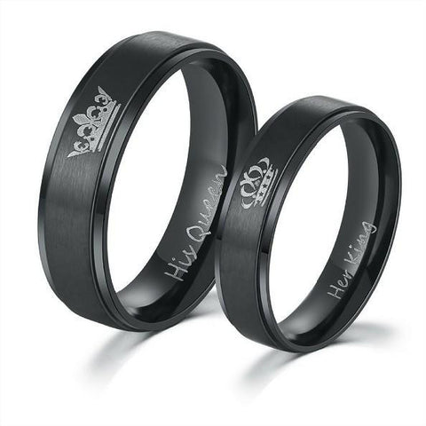 "His Queen" and "Her King" Black Rings