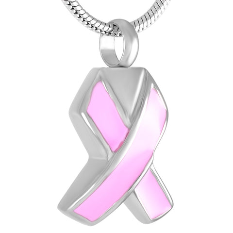 Lovely Pink Ribbon Pendant Necklace