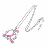 Inspirational Pink Ribbon Pendant Necklace