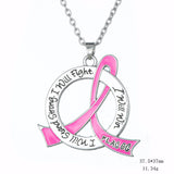 Inspirational Pink Ribbon Pendant Necklace