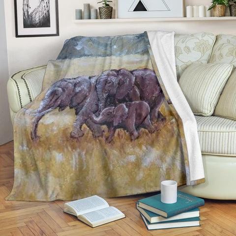 elephant family- blanket