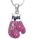 Pink Ribbon Boxing Gloves Fight Pendant Necklace