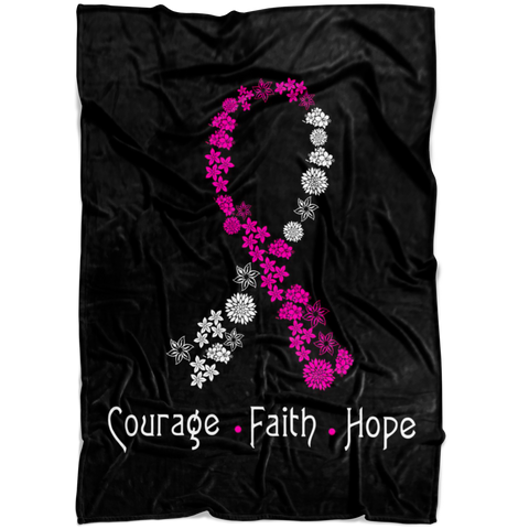 Breast Cancer Blanket / Courage Faith Hope Blanket / Fight cancer blanket / Cancer survivor blanket / Fleece blanket