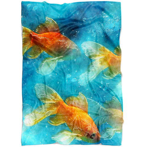 Gold Fish Blanket / Fish Throw Blanket / Fish Fleece Blanket / Fish Adult Blanket / Gold Fish Kid Blanket