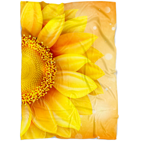 Sunflower blanket / Flower printed blanket / Yellow flower blanket / Cosy fleece blanket / Floral blanket