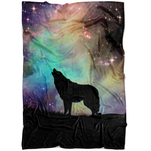 Wolf Blanket, Aurora Wolf Howling Throw Blanket / Aurora Wolf Howling Fleece Blanket / Aurora Wolf Howling Cozy Blanket